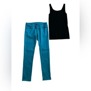2 Piece Lot Celebrity Pink Teal Skinny Jean Size 1 & Tank Top Women Size S.